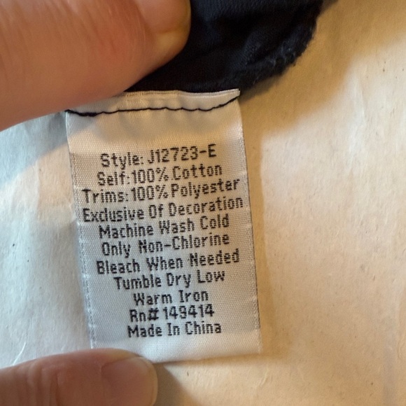 Johnny Was Black Tee with White Embroidery - Picture 5 of 5